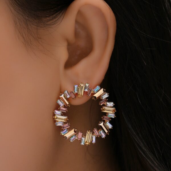 Fashionable Rhinestone Earrings For Women, Round Earrings, Colorful Stud Earrings, Vintage Earrings
