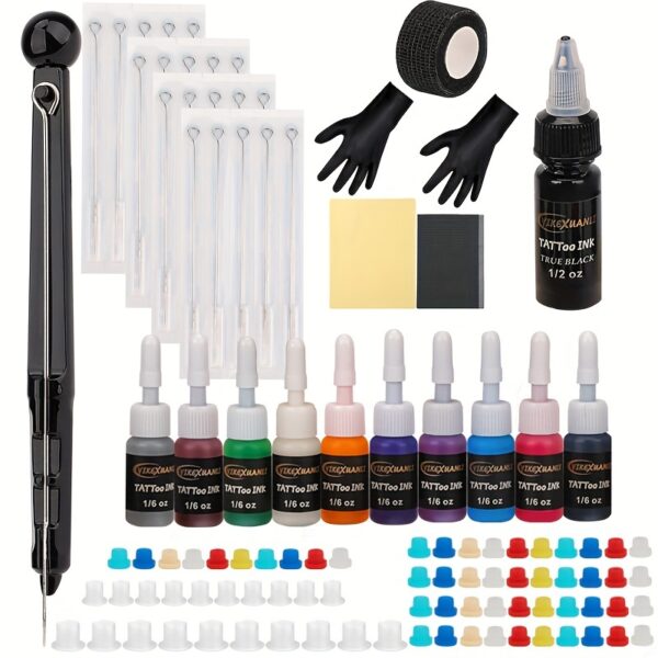 Complete Tattoo Kit with 10 Precision Needles,