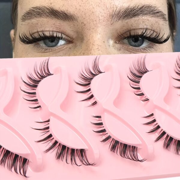 5 Pairs of Slanted  Eye Style Light European Style Pure Desire Supernatural Eyelashes, Short in Front and Long in Back, Can Be  Multiple Times