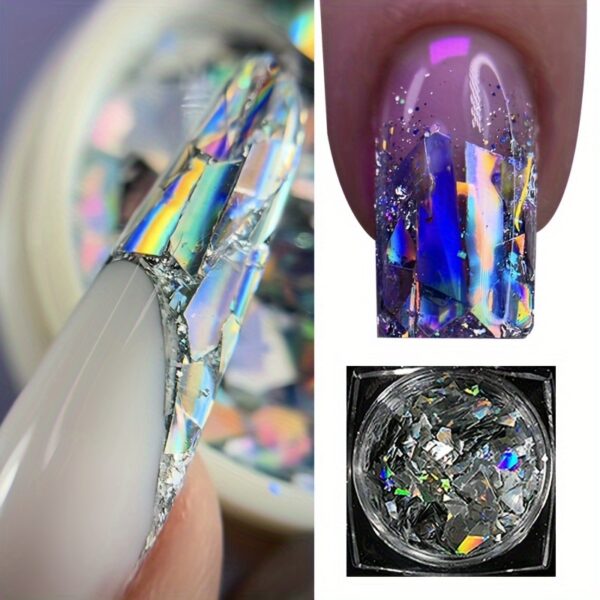 Aurora Borealis Nail Art Flakes, Holographic Iridescent