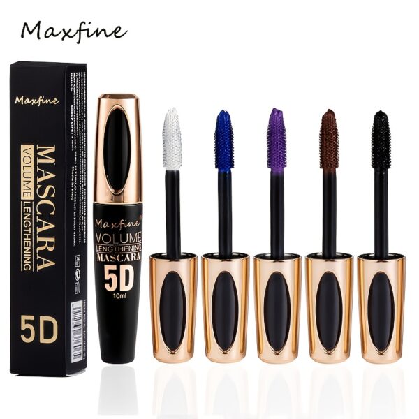 MAXFINE 5D Silk Fiber Big Eye Lash Mascara, Mascara Black Volume And Length Intense Long Lasting, Waterproof No Clumping, Lengthening Volumizing Luxuriously Longer Mascara