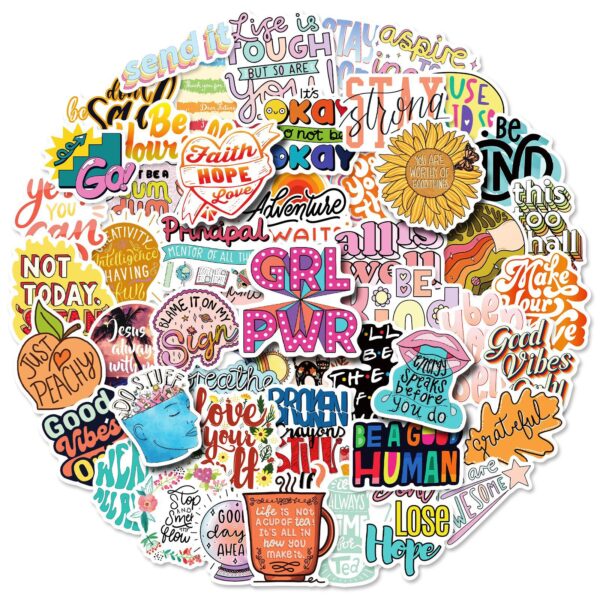 50Pcs Inspirational Stickers, Waterproof English Stickers, Cute Sticky Notes, Sticky Notes, Luggage Stickers, Notebook Stickers, Cute Stationery, Envelope Stickers, Collection Stickers