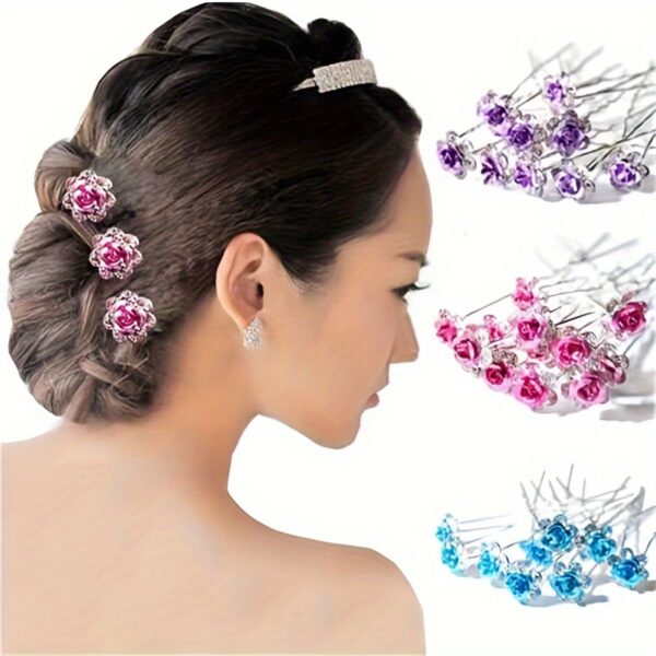 20 PCS U-Shaped Crystal Rose Hairpins -