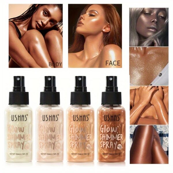 Glow Shimmer Spray, Waterproof Liquid Highlighter For