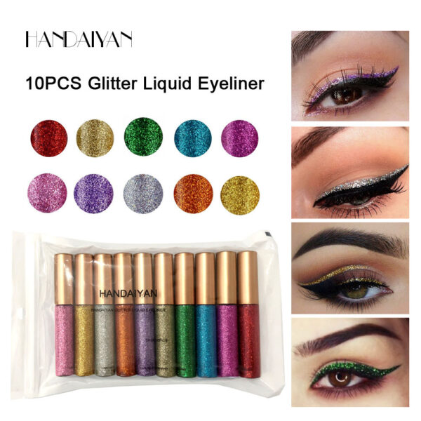 Handaiyan 10Pcs Liquid Eyeliner Set Pearlescent Eyeliner