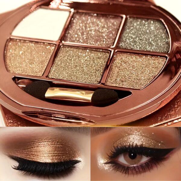 6 Color Sparkling Shimmer Glitter Eyeshadow Palette,