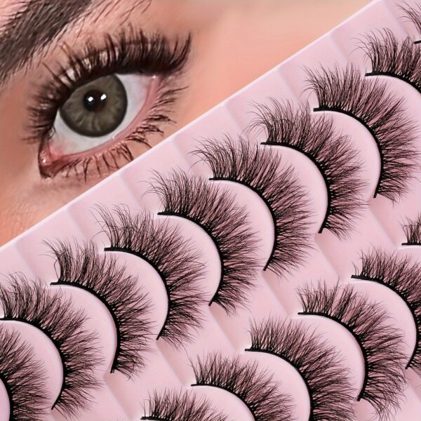 Natural Look False Eyelashes Fluffy Eyelashes Manga Anime Eyelashes Natural Look Elegant Fluffy 3D Volume Eyelashes Korean Japanese Asian Cosplay Eyelashes Suitable for Daily Dating, Going Out, Dance, Party, Travel, Reusable, Suitable for B