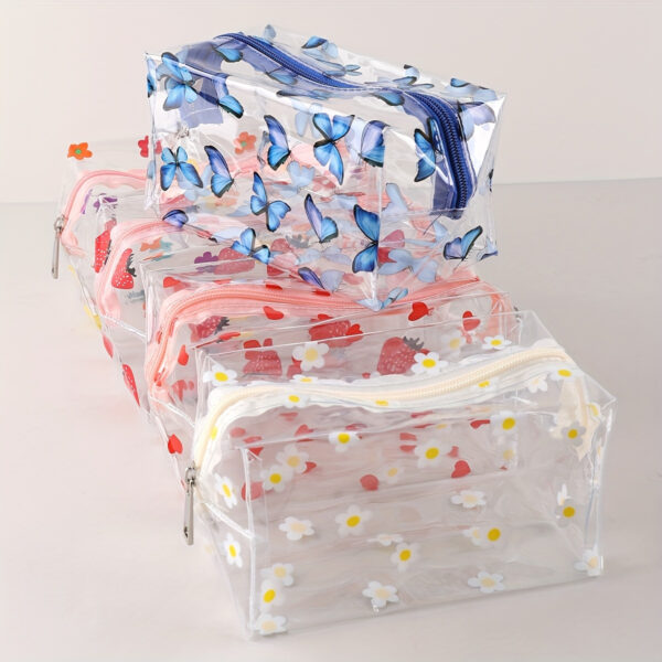 Transparent Small Flower Pencil Pouch Large Capacity