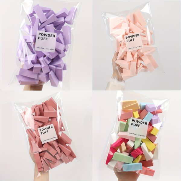 50pcs Wedge-Shaped Makeup Sponges, Beauty Blending Sponges