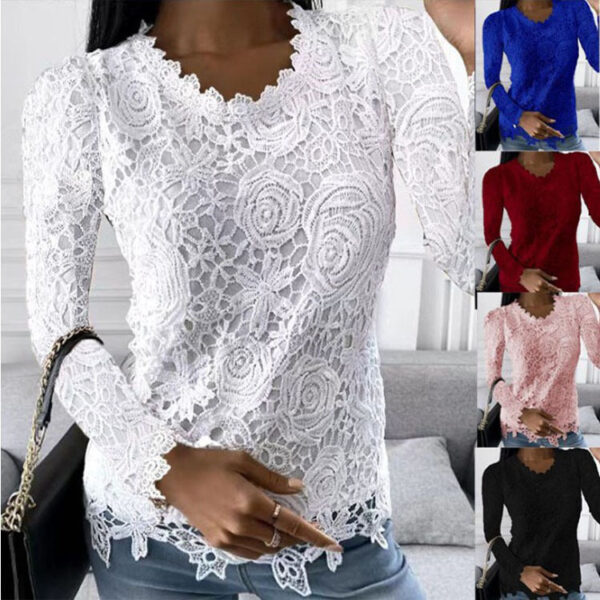 European and American Women's Fashion Lace Long Sleeve Top Women's Fashion Top