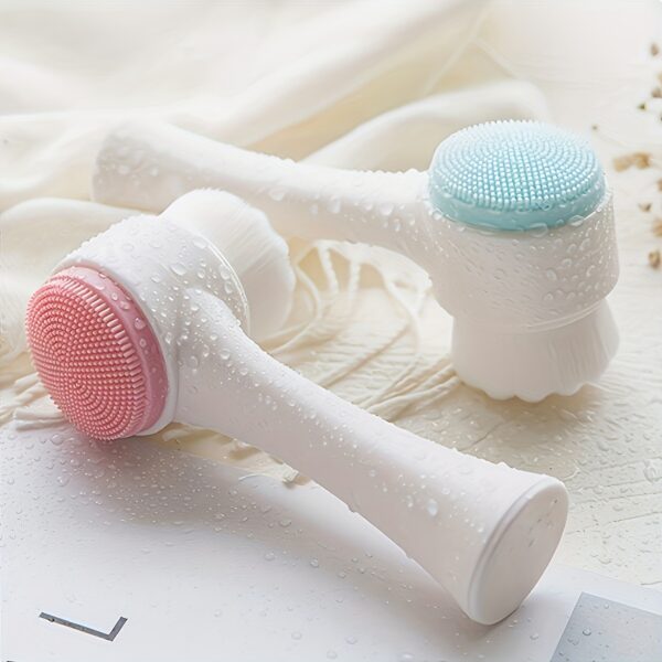 1pc 3D Dual-Sided Facial Cleansing Brush, Soft