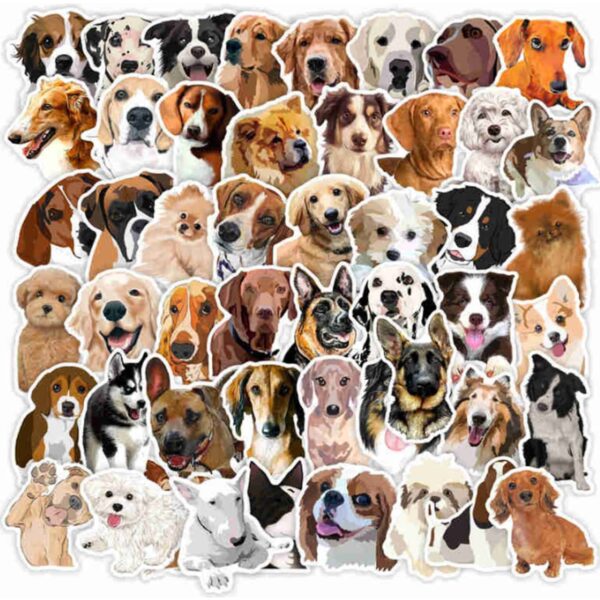 50pcs Dog Pattern Sticker Cute Dog Stickers Computer Stickers Mobile Phone Stickers Laptop Stickers Cup Stickers Stationery Stickers