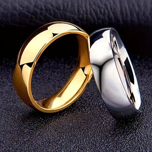 Trendy stainless steel glossy ring for women, stainless steel jewelry with inner and outer curved spherical couple rings