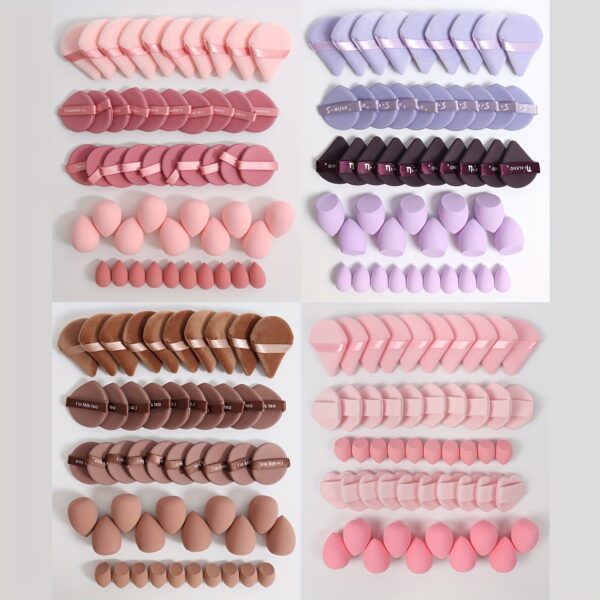 50pc Makeup Tool Set, Velvet Beauty Puffs,