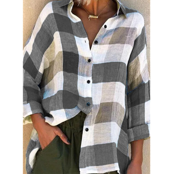 Fashion Women's Printed Long Sleeve Shirt Loose Plaid Shirt Women's Fashion Top