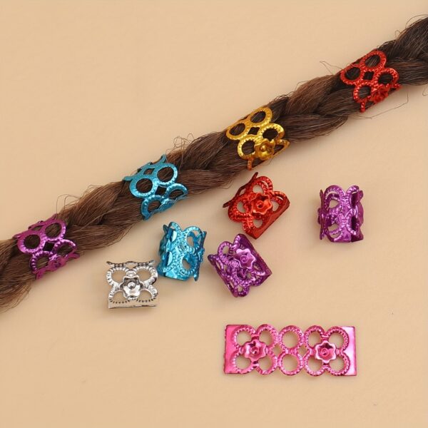 50pcs Golden Silvery Dreadlock Hair Beads Adjustable