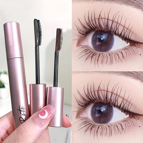Six Rows of Wispy Curling Mascara with Waterproof, Sweatproof, and Smudge-Proof Eyelashes - Create Easy Shaping Sunflower Eyelashes (Black and Brown)