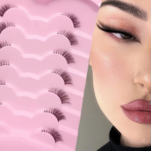 7 Pairs False Eyelashes, Mixed Length  Eye Lashes, 3-5-9mm, D Curling Slender And Fluffy, Natural Looking, Synthetic Mink Fairy Like Cat Eye Look Lashes Makeup