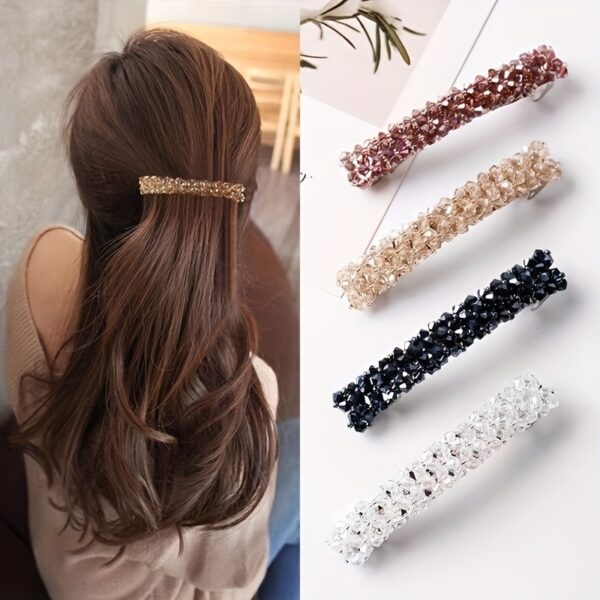Girls' Elegant Sparkling Crystal Rectangle Hair Clip