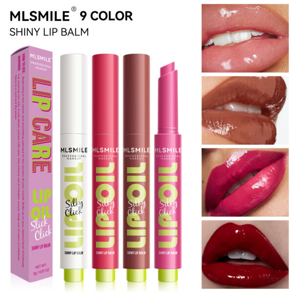 MLSMILE 9 Colors Pressed Lipstick Solid Lipstick Glossy Lip Gloss Moisturizing Pouty Lips Mirror Lip Oil