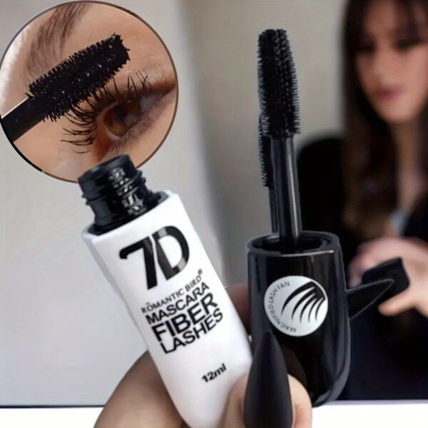 7D Fiber Mascara - 4D Lengthening & Volumizing, Waterproof, Long-Lasting Black Lashes, Talc-Free, for All Skin Types, Easy Application with Brush or Applicator