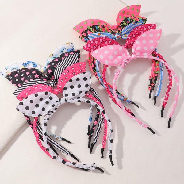 10-Pack Candy-Colored Sequin Bow Headbands, Cartoon Style