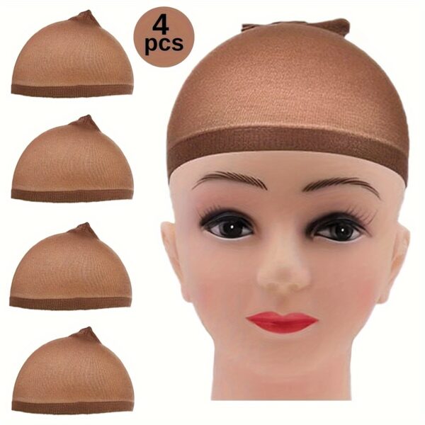 4pcs Elastic Nylon Wig Caps - Comfortable