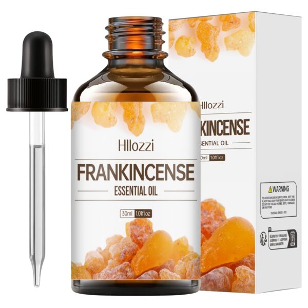 Hllozzi Frankincense Essential Oil, 10ml/30ml/1oz, Unisex Adult, Alcohol-Free, Hydrating Moisturizer, All Skin Types, with Face & Body Skin Care, Massage Serum for Dry Skin