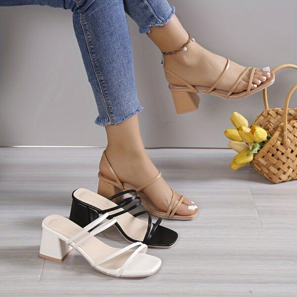 Women's Chunky Heel Sandals, Casual Square Toe Summer Pumps, Women's Fashion Slip On Heels